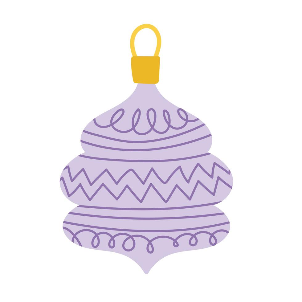 feliz navidad bola morada decoracion icono de dibujos animados vector