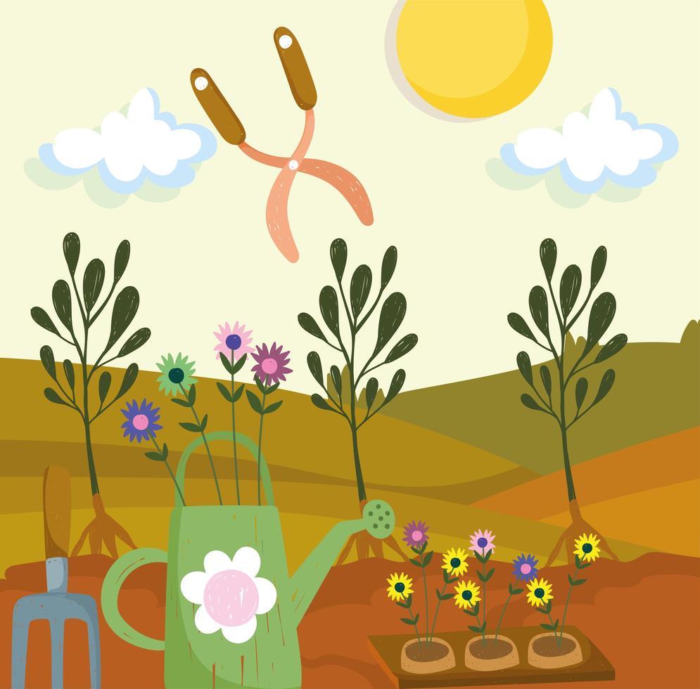 plants tools garden vector