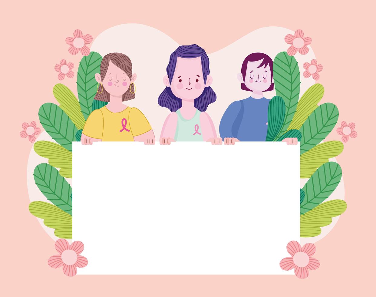 breast cancer group female vector