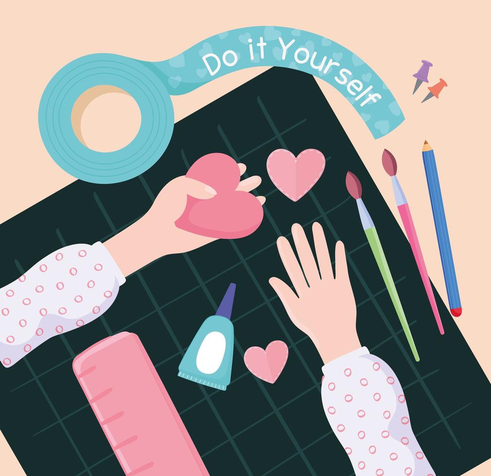 hands making handmade crafts vector