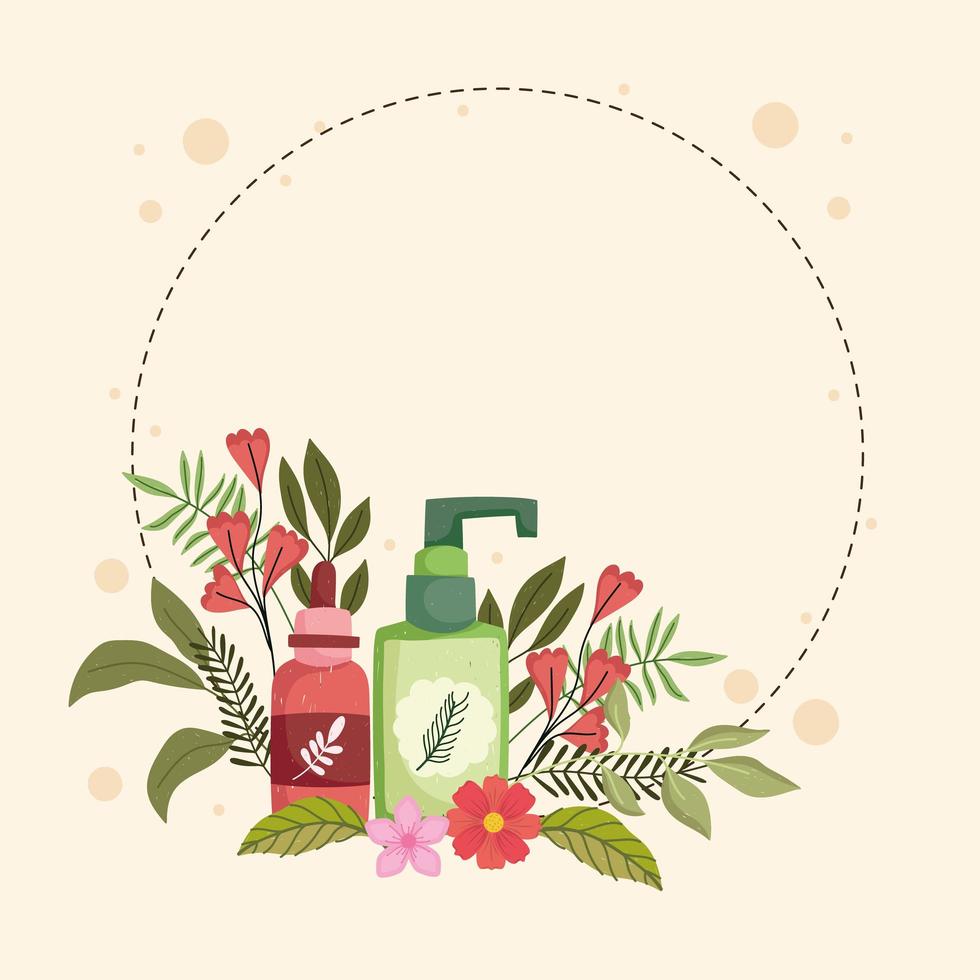 bottle cream flowers label vector