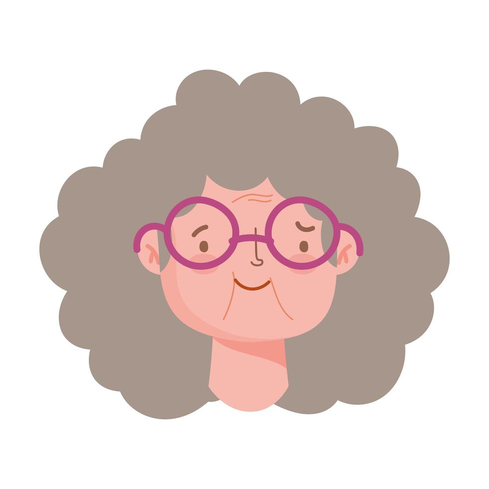 abuela con pelo rizado vector