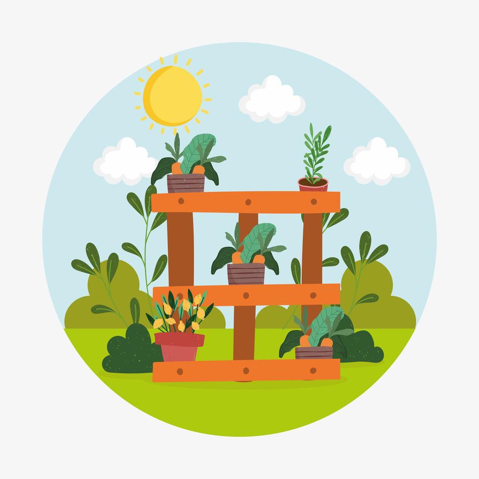 wooden stand organic food vector