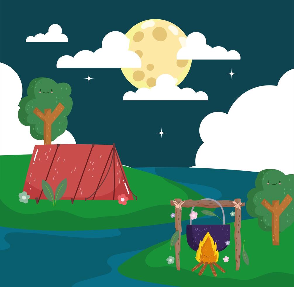 camping night tent vector
