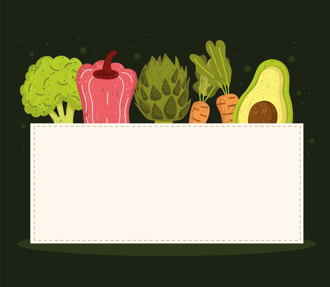 verduras con banner vacío. vector