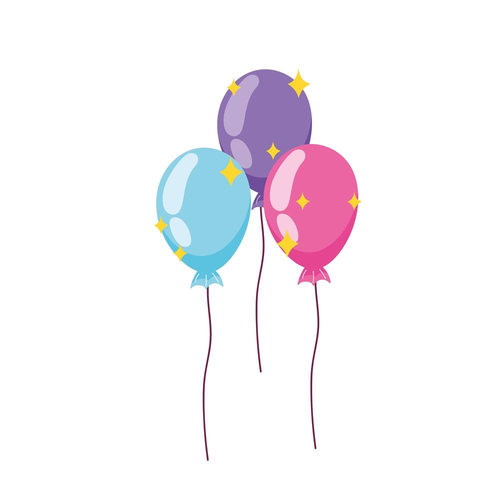 party balloon decoration celebration cartoon icon design flat style vector