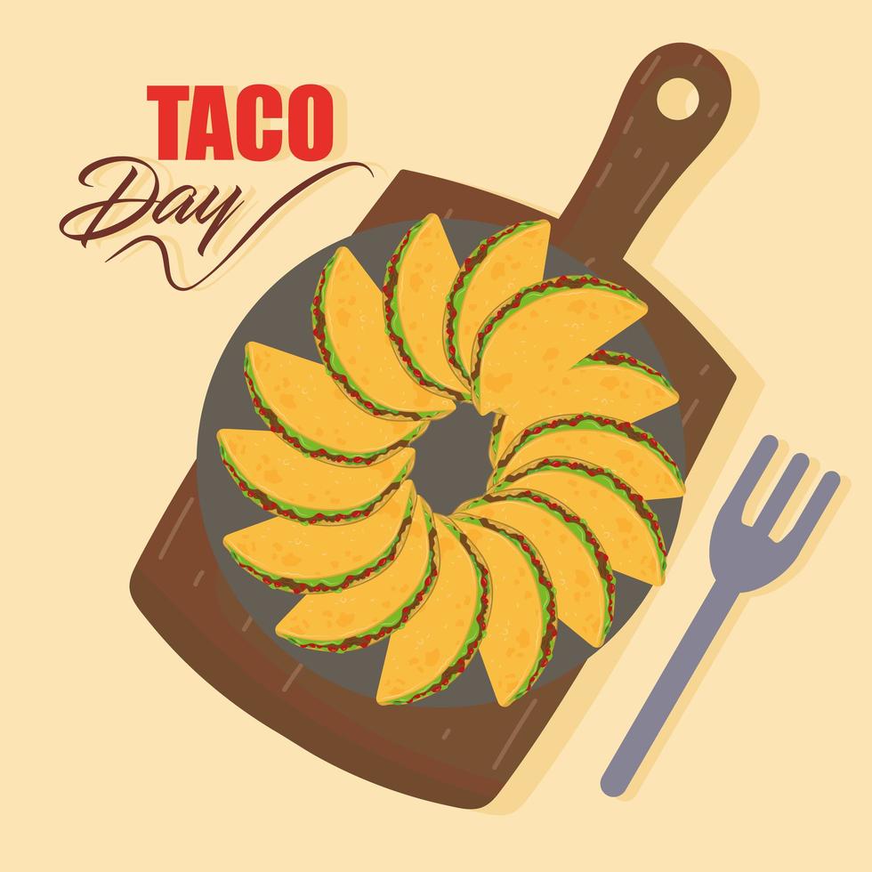 taco day, tacos on dish vector