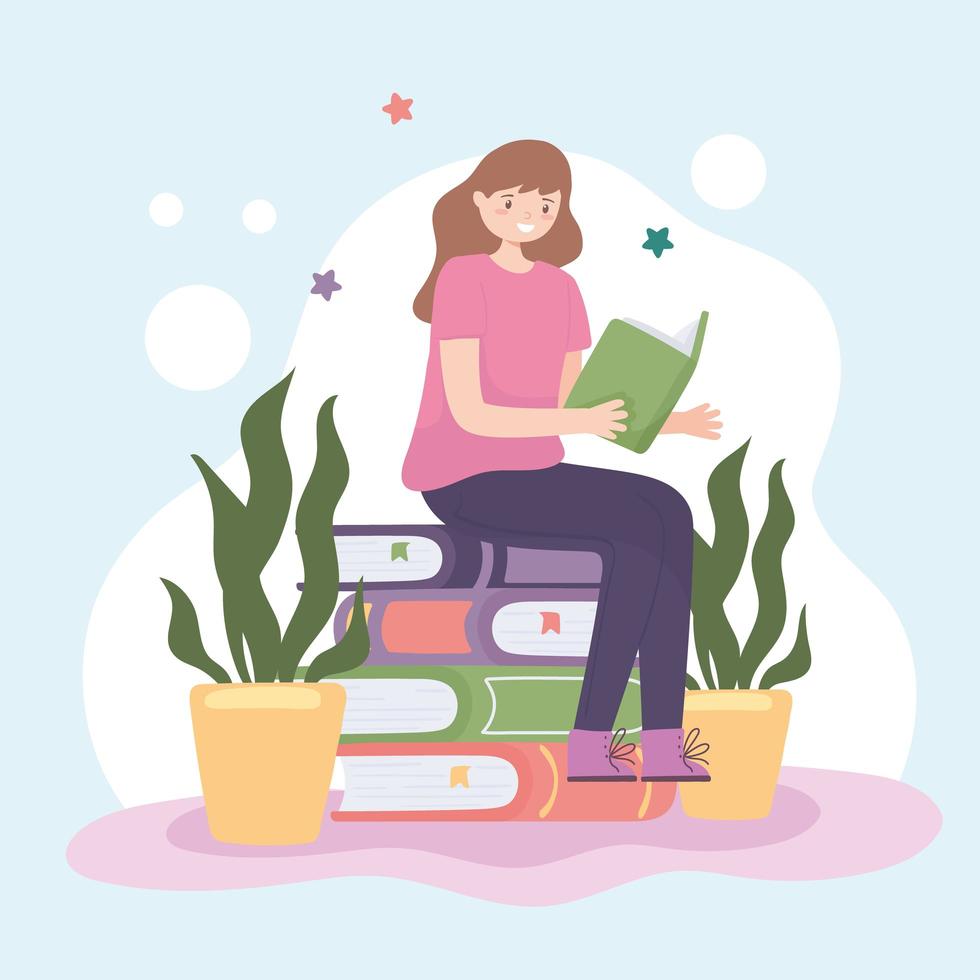 girl read book vector