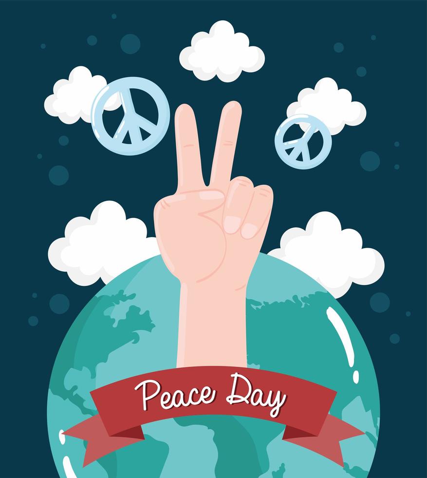 mano y dia mundial de la paz vector