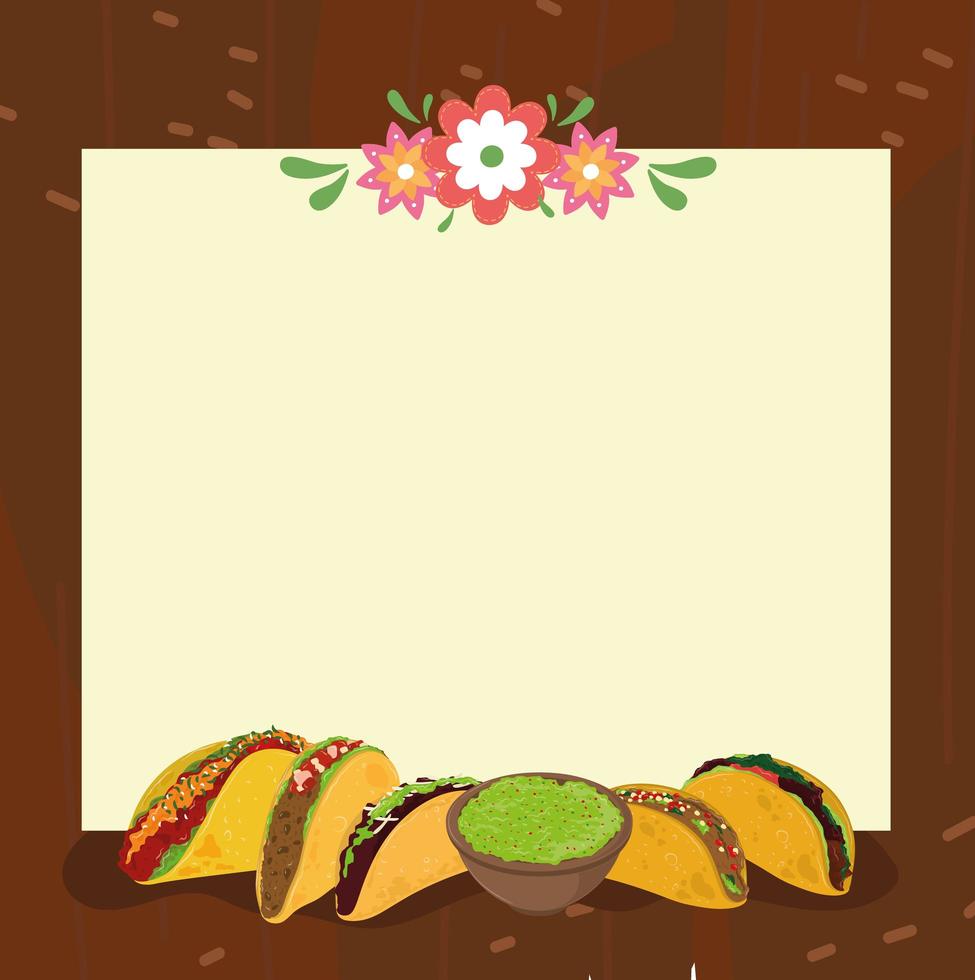 tacos with guacamole vector