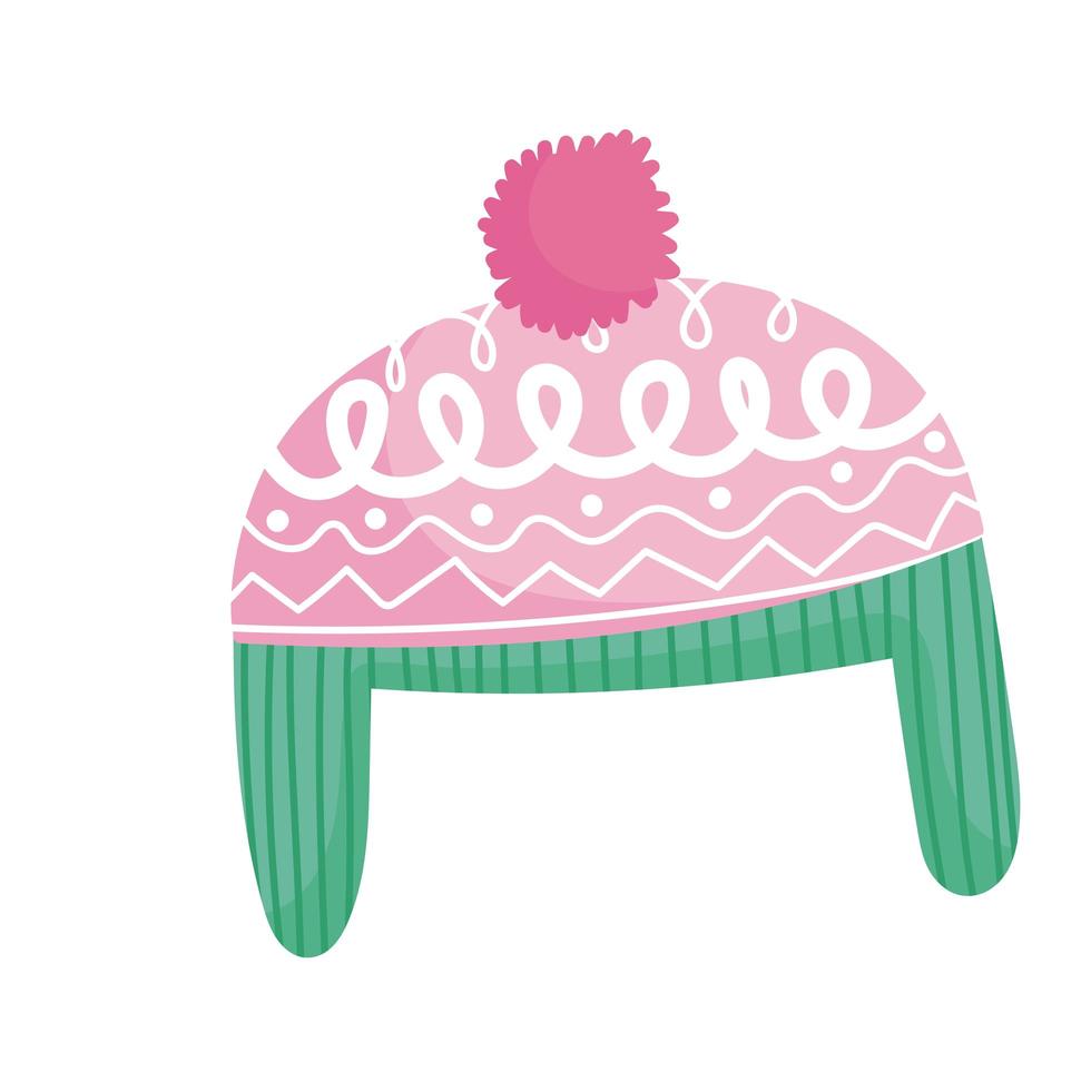 sombrero de invierno cálido accesorio icono aislamiento vector