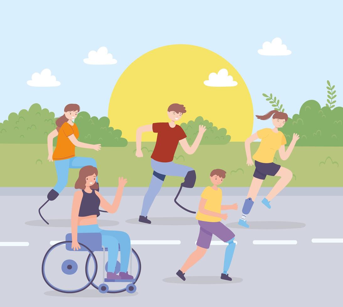 handicapped people activities vector