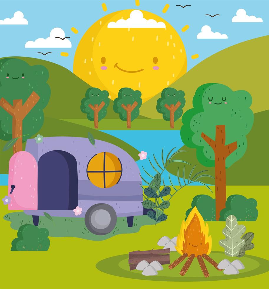 cute camping camp vector