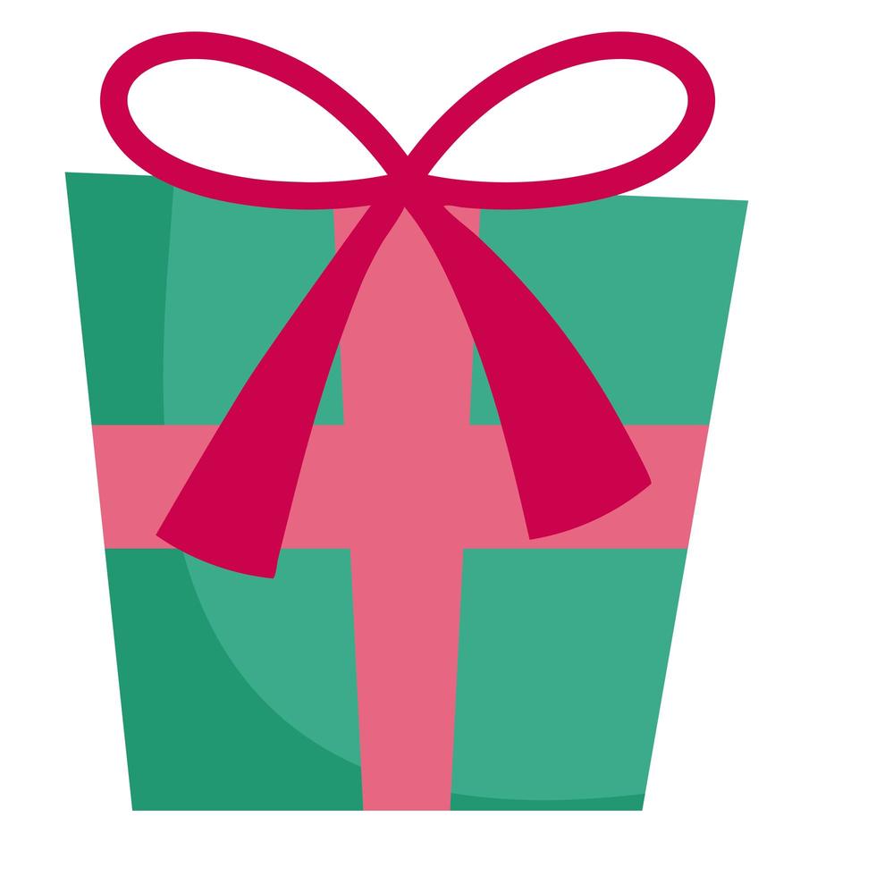 merry christmas wrapped gift box decoration celebration icon design vector