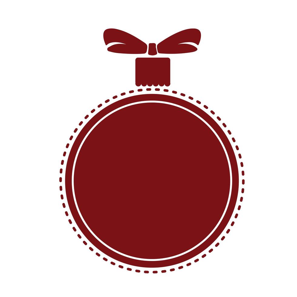 christmas ball with ball and bow sticker icon isolated image vector