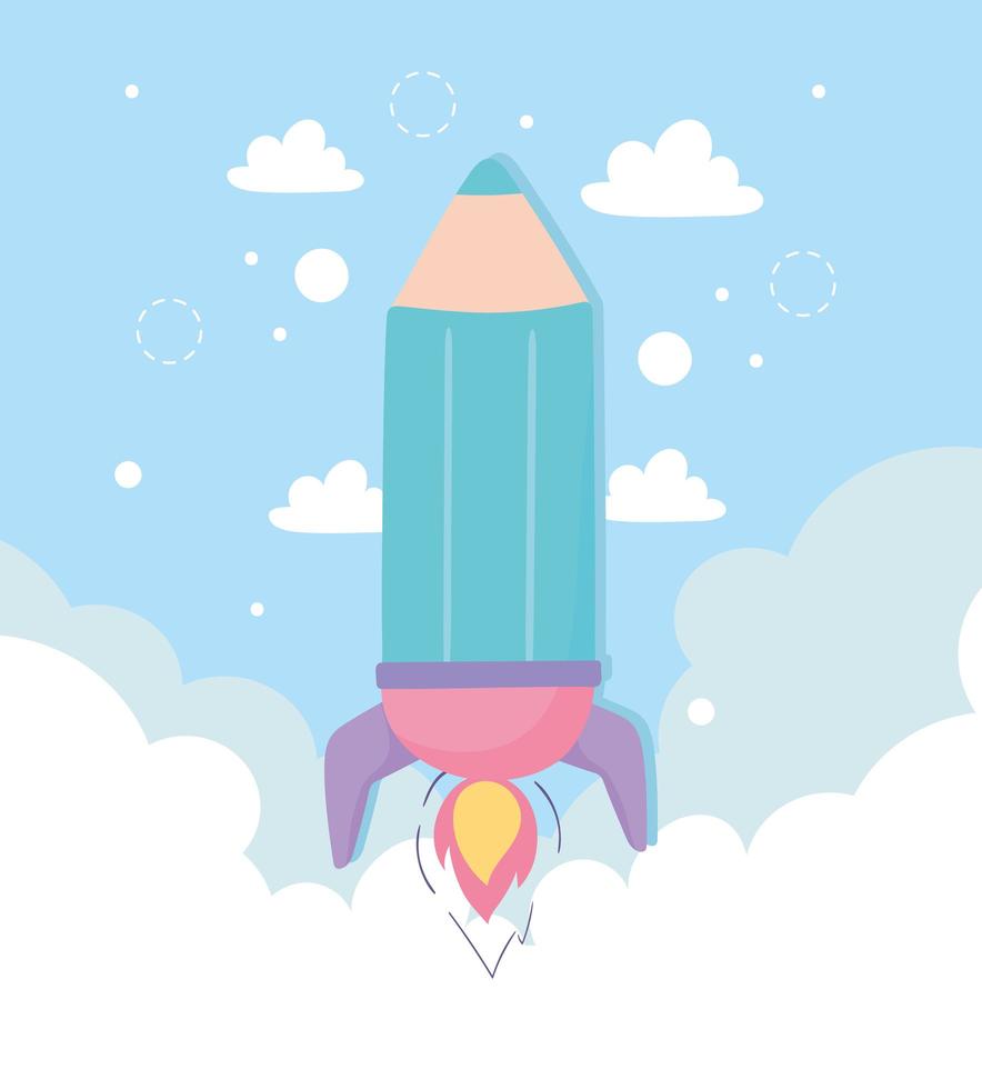 startup rocket shaped pencil vector