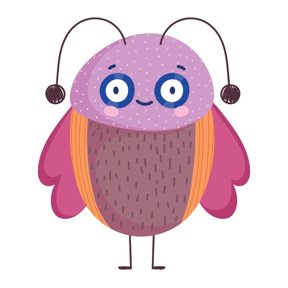 funny bug with pink wings icon cartoon in isolated style vector
