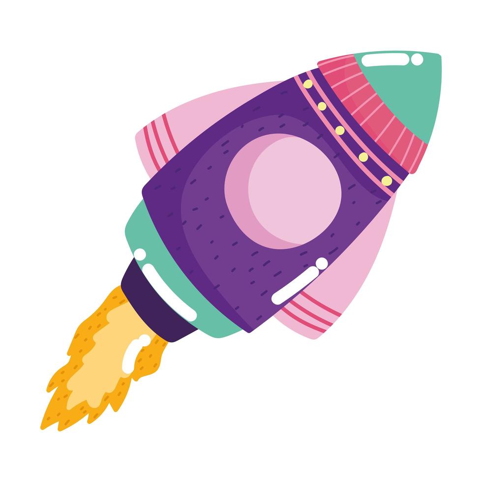 space shuttle launching adventure galaxy cartoon icon vector
