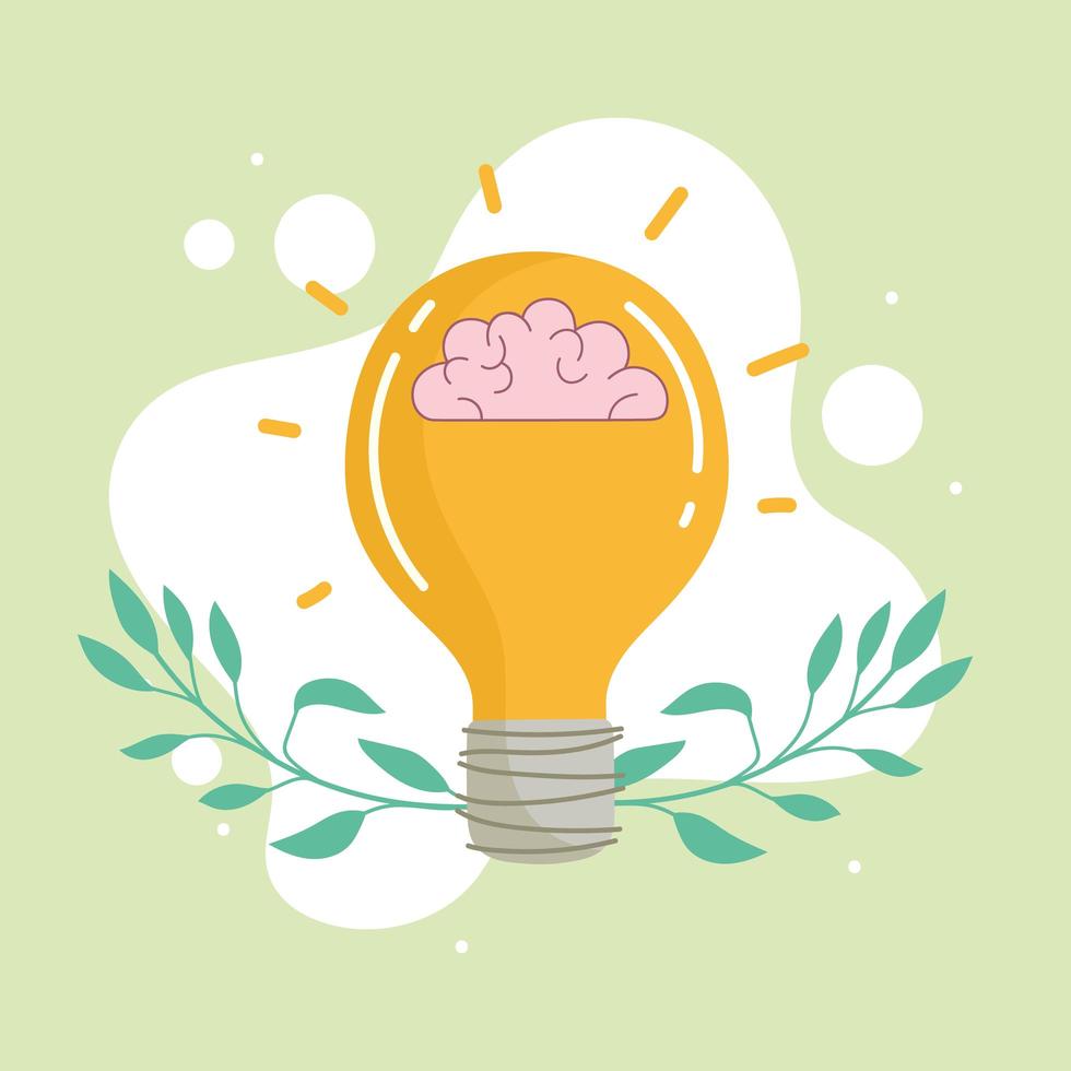 light bulb with brain vector