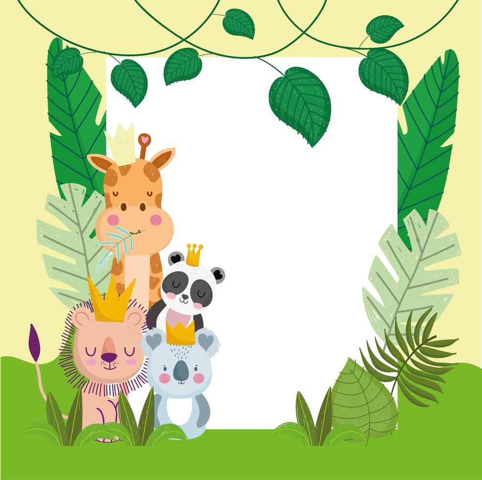 jungle foliage and animals vector