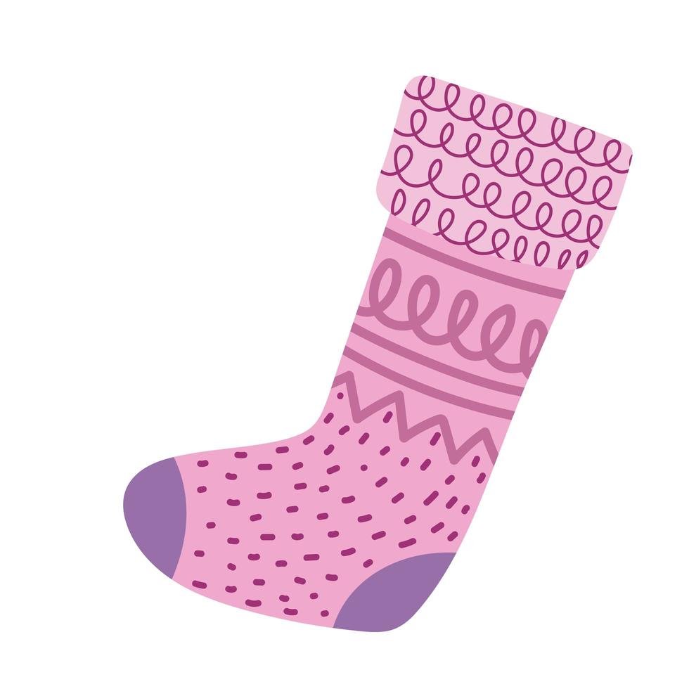 icono de dibujos animados de adorno de decoración de calcetín rosa vector