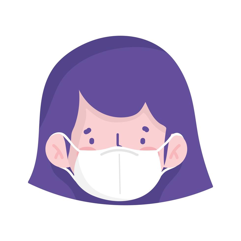 woman cartoon with mask vector design