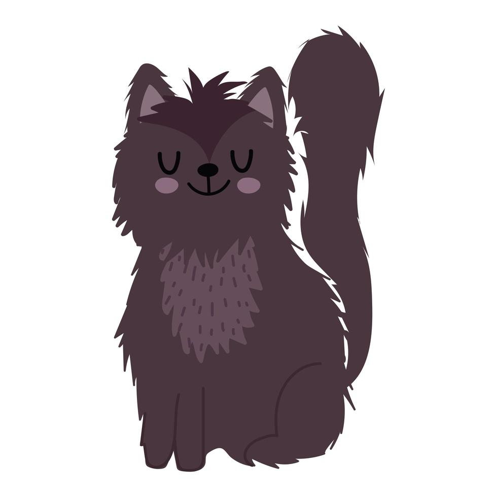 pet cat fluffy animal feline cartoon in flat style vector