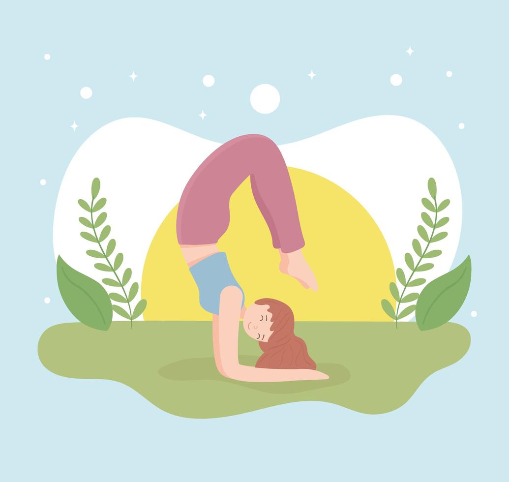 girl making yoga outdoor vector