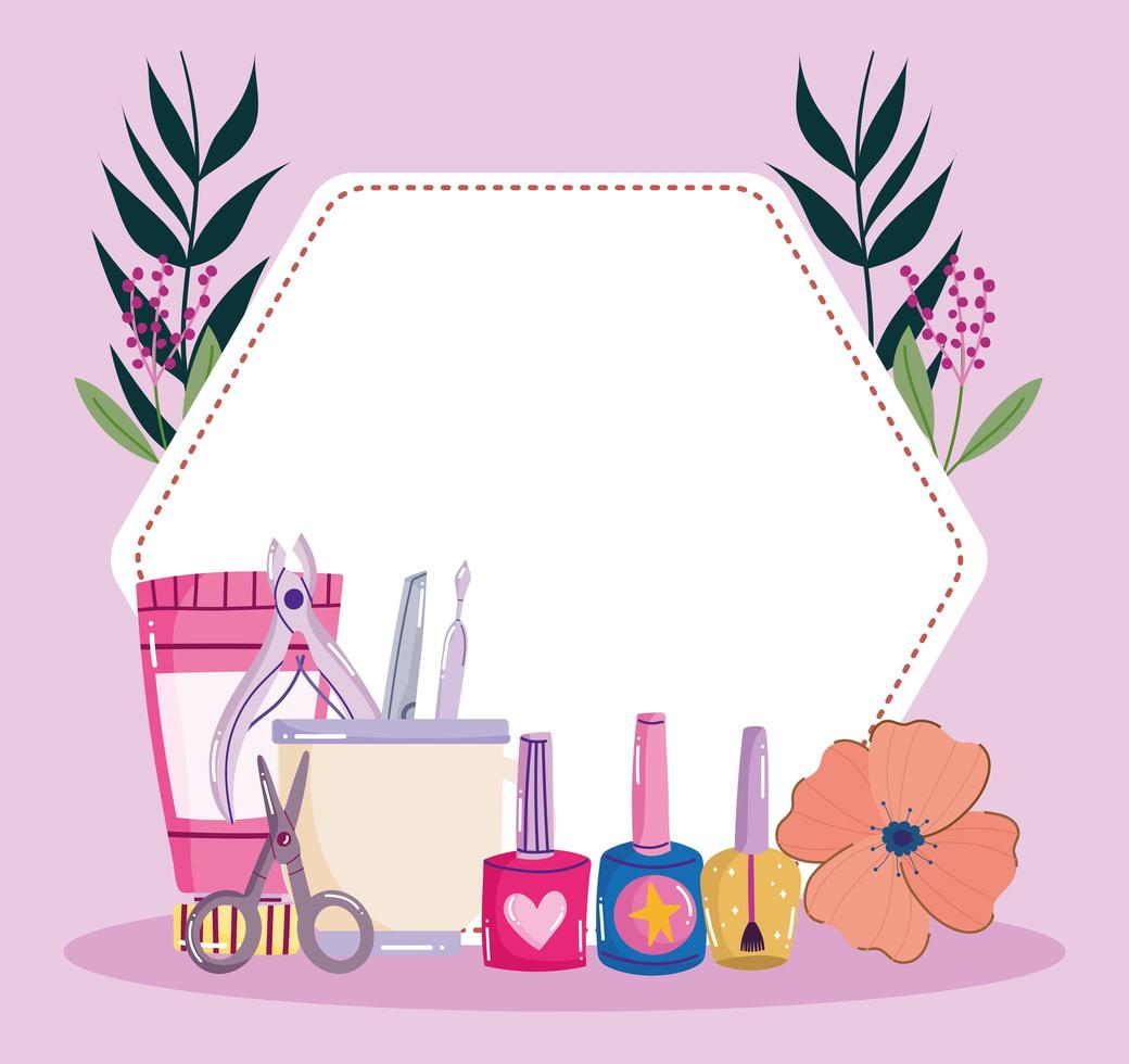 manicure and floral badge vector