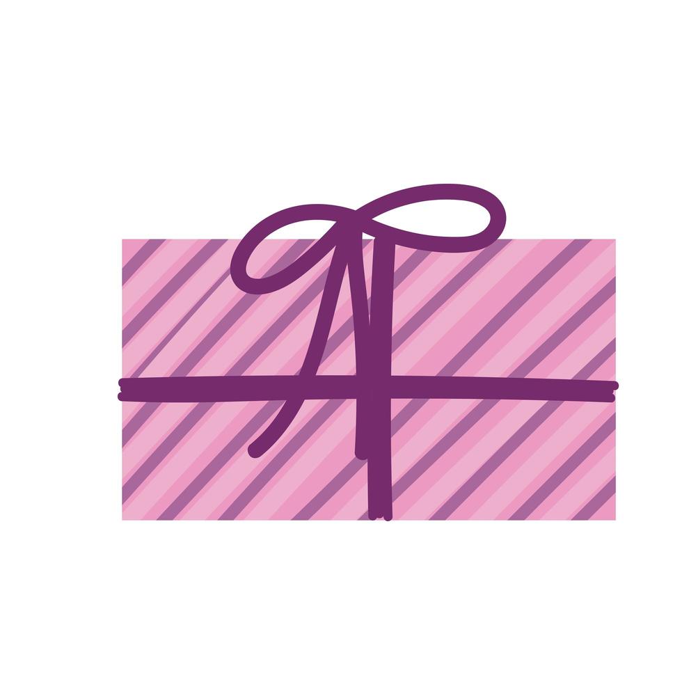 striped gift box celebration party icon white background vector