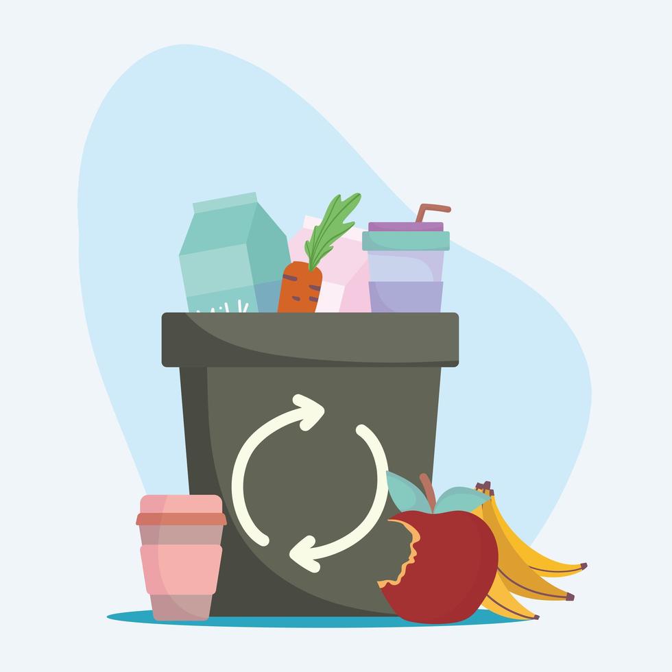 waste organic and recycle vector