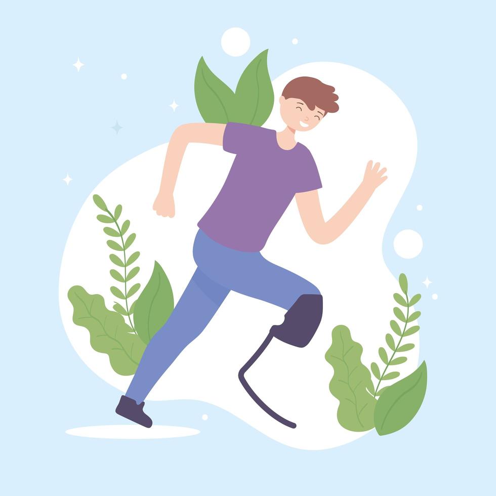 disabled guy cartoon style vector