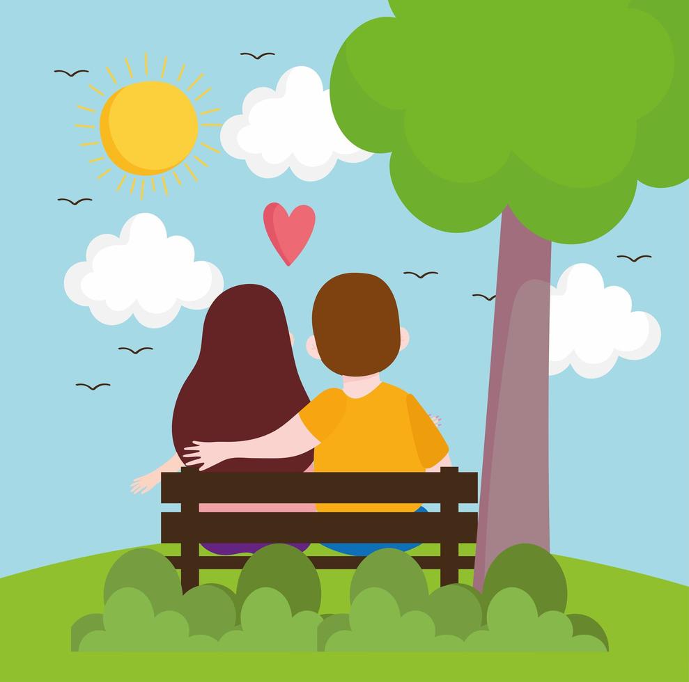 couple love in the park vector