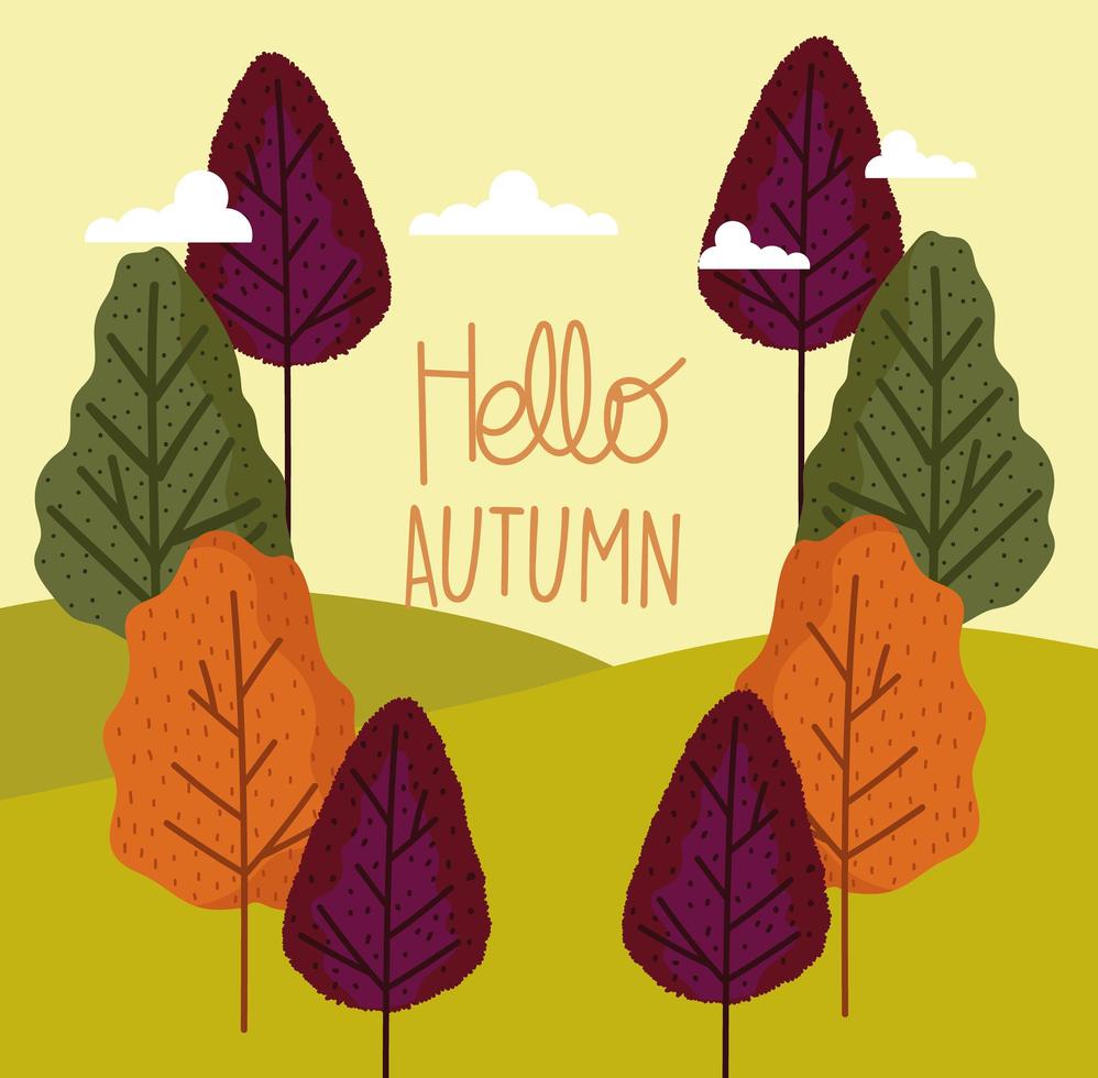 hola otoño bosque árboles vector