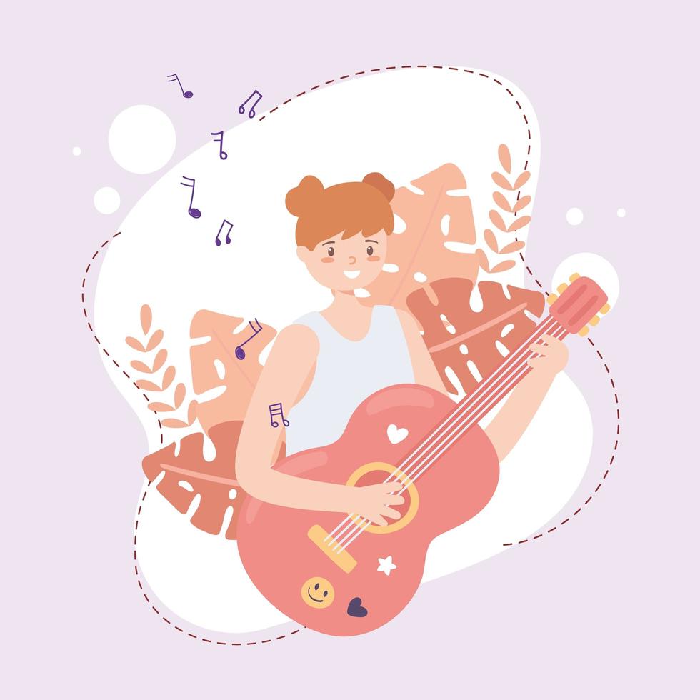 young woman playing guitar vector