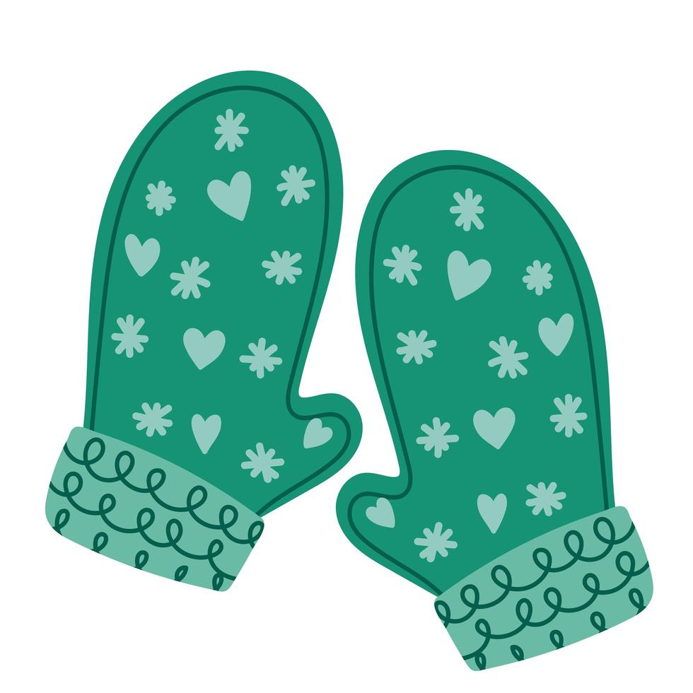 merry christmas green mittens decoration celebration icon design vector