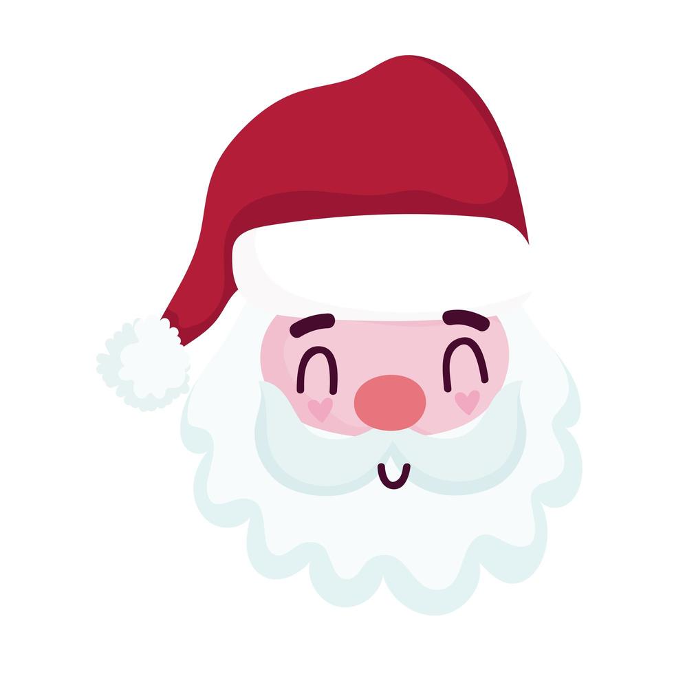 feliz navidad santa claus cara icono de dibujos animados vector