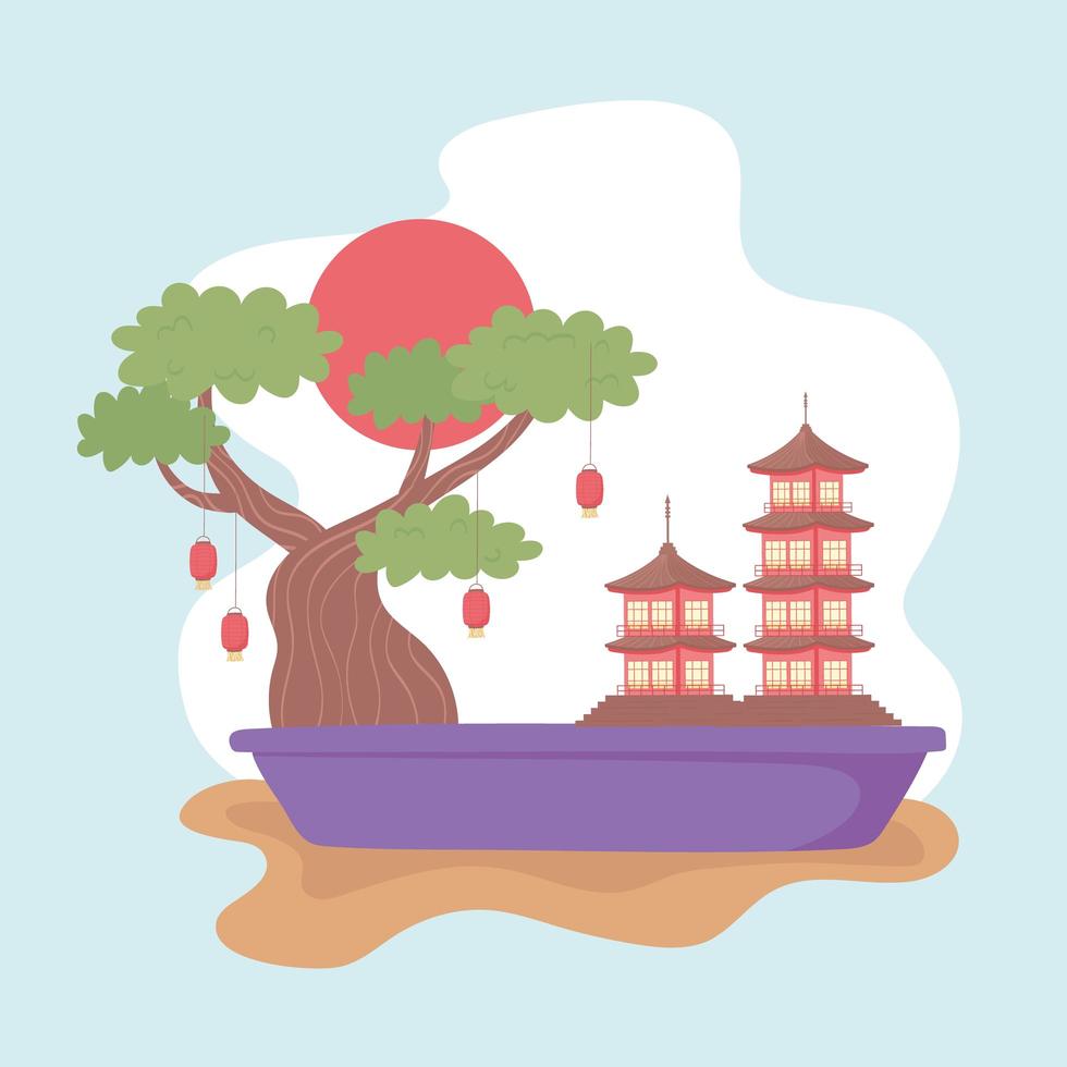 paisaje en miniatura de japón vector