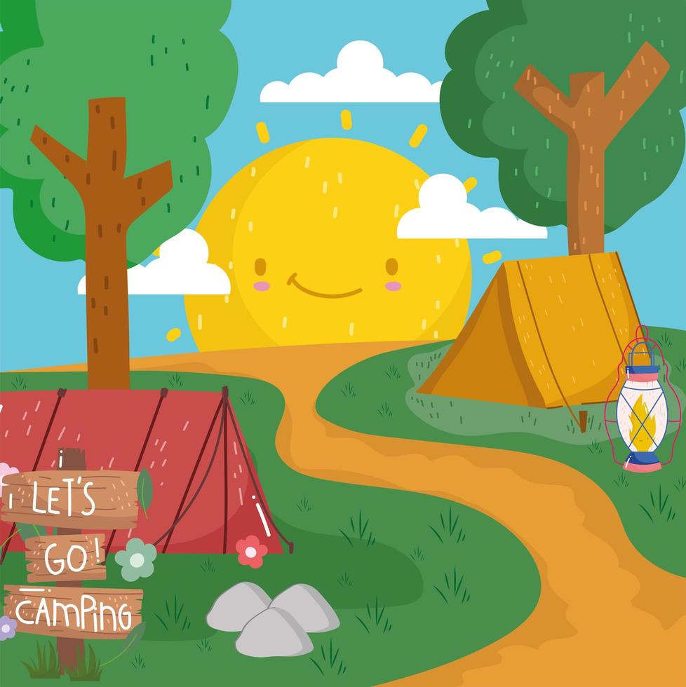 cute camping campsite vector