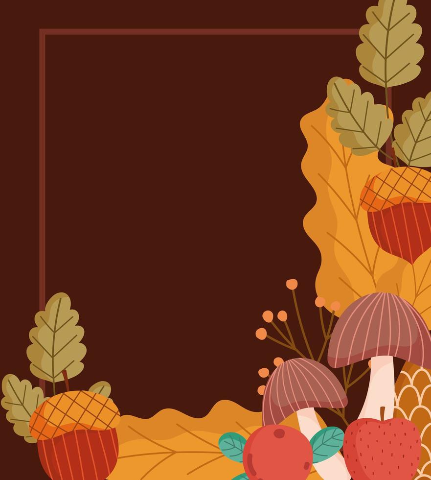 autumn foliage and fruits vector