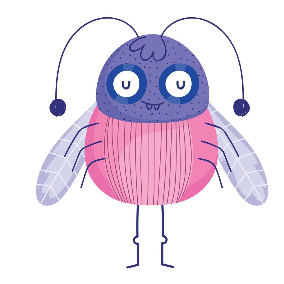 funny bug with antennas and wings icon cartoon in isolated style vector