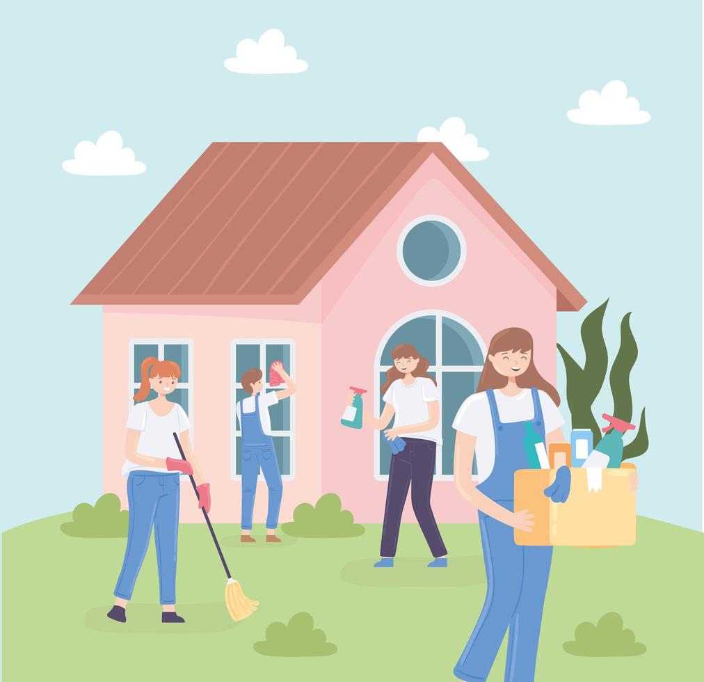 people and household chores vector
