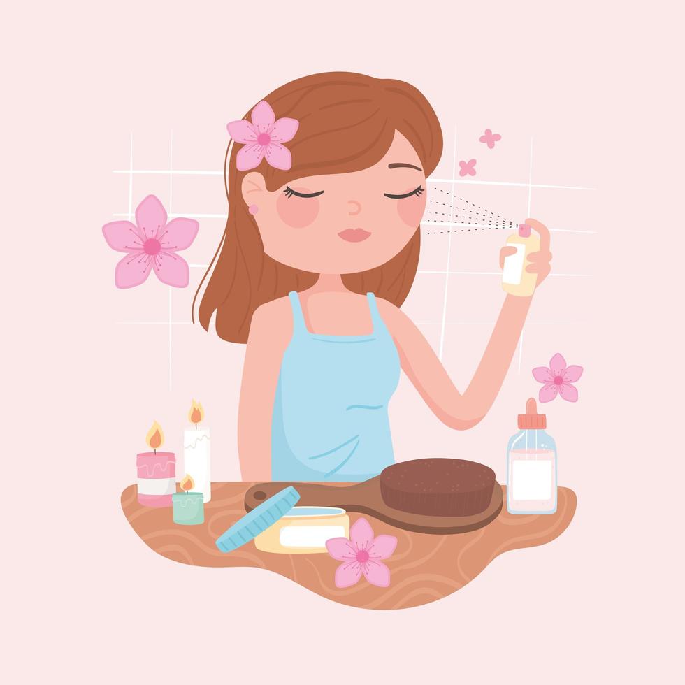 girl applying sprayed vector