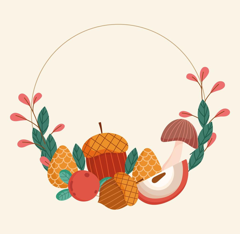 bellotas y frutas de otoño vector