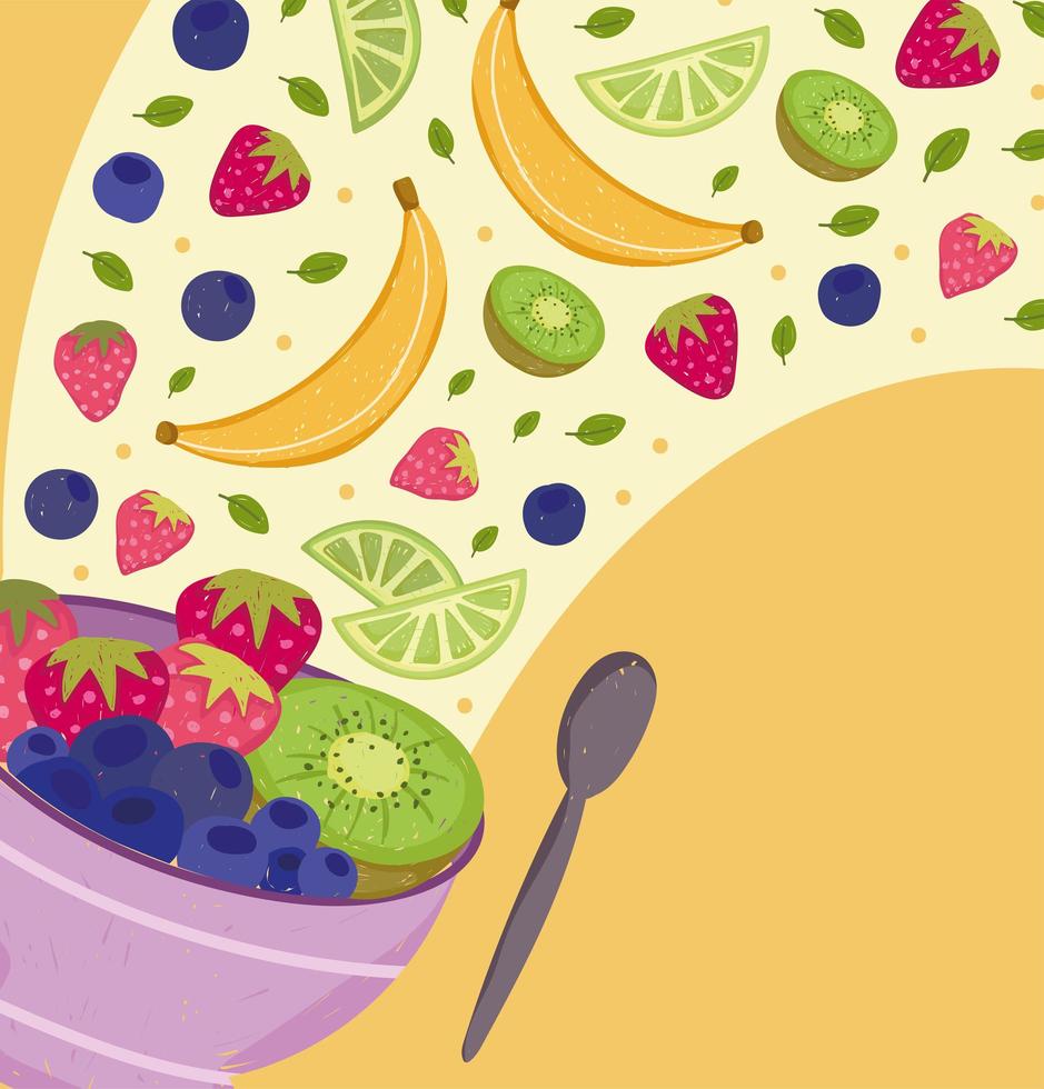 fruits mixed salad in bowl vector