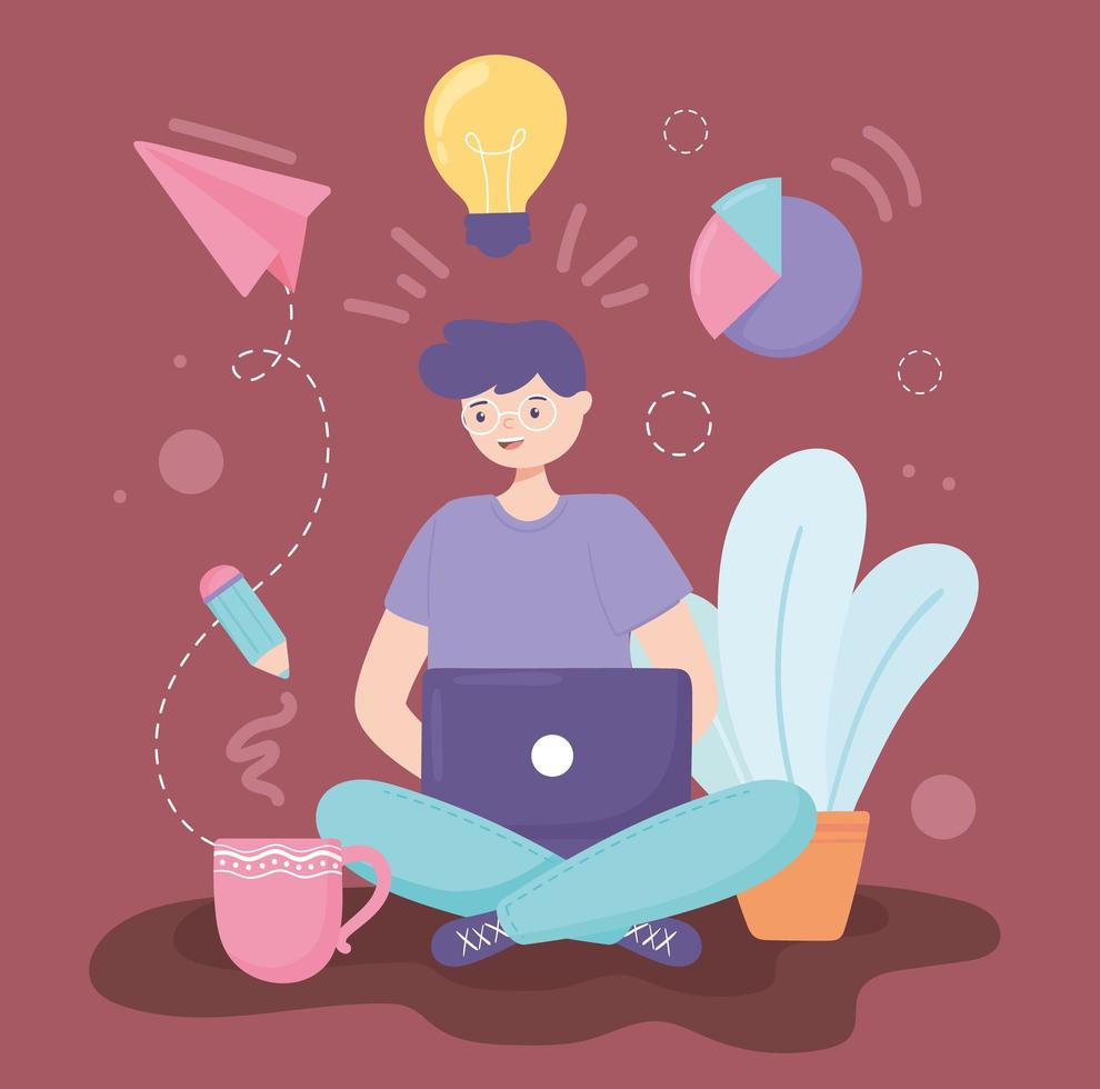 man working his success vector