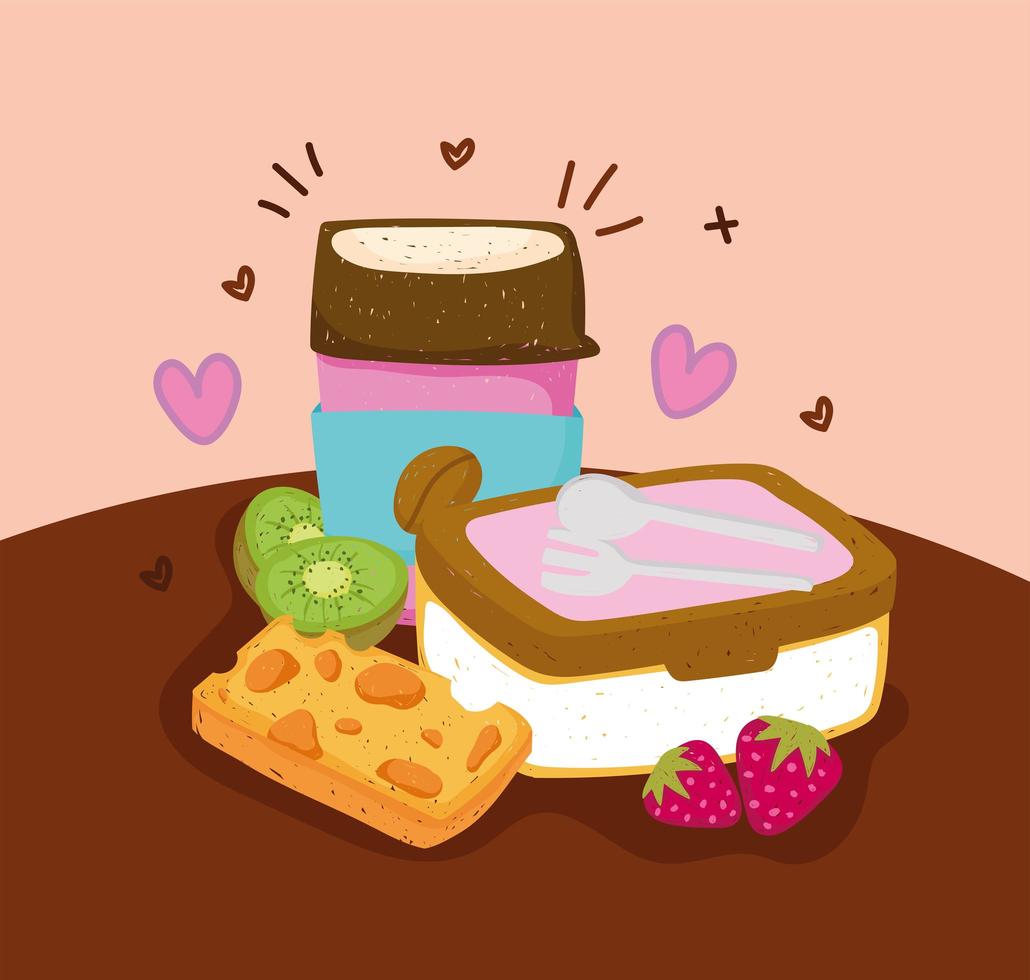 lunch box healthy food vector