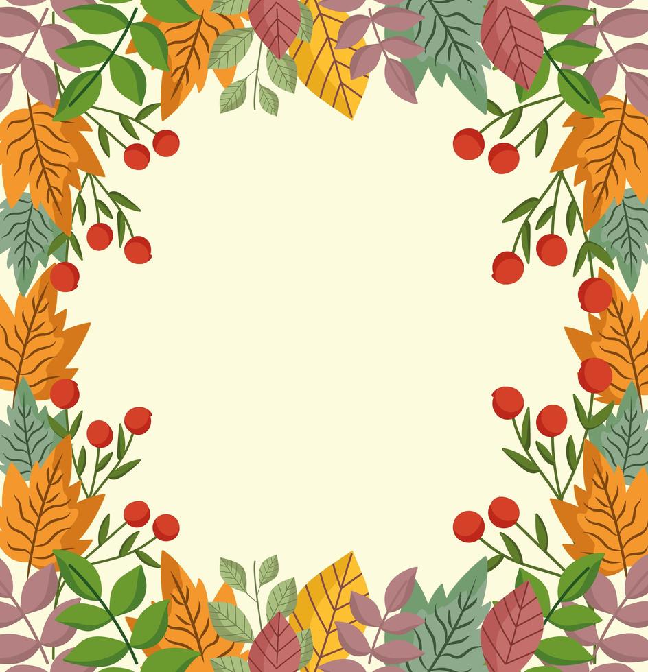 leaves autumn berry vegetation foliage nature background vector