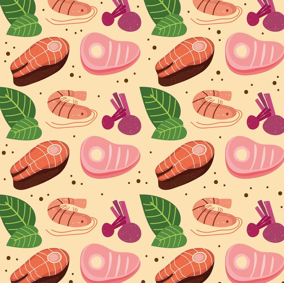 meat fish and radish vector