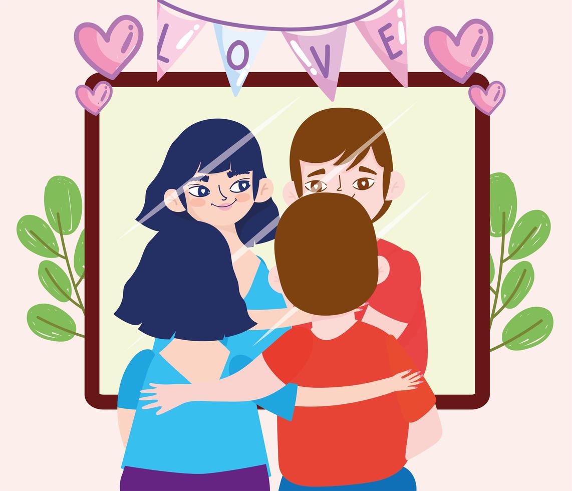 couple watching themselves vector